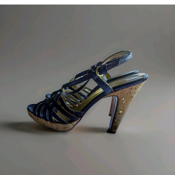 Coach Shoes - Coach Dawn Black Tan Open Toe Strappy Sandal 7.5